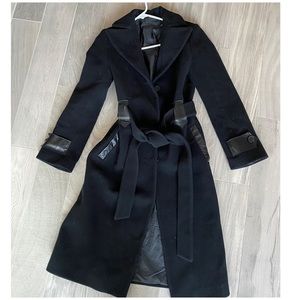 Mackage wool trench coat with leather trim